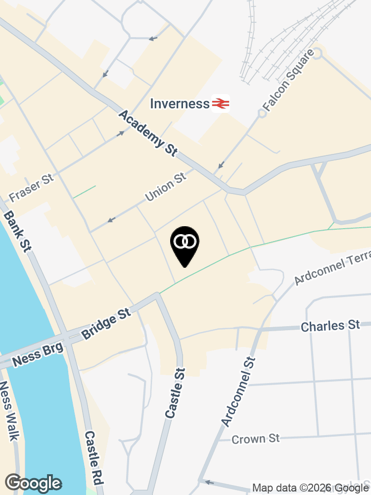 Map showing the surroundings of Brook Street UK Inverness
