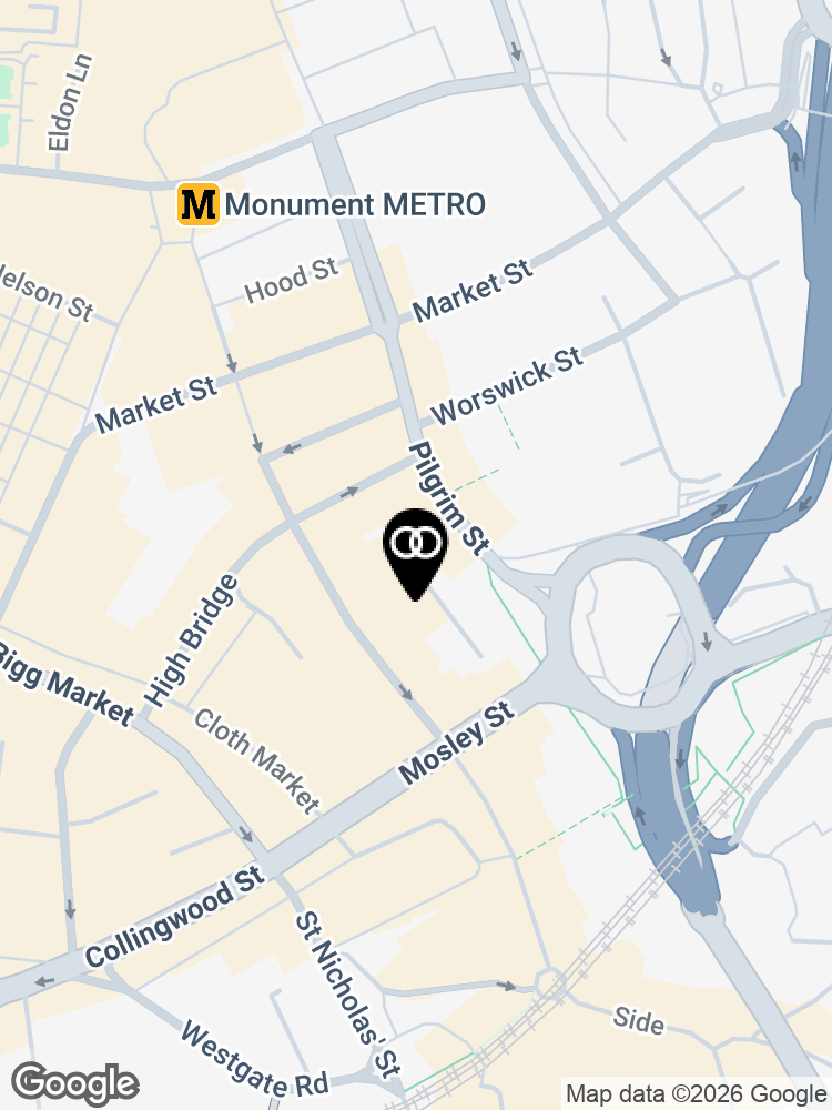 Map showing the surroundings of Brook Street UK Newcastle (Public Sector)