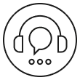 Icon with headphones and speech bubble
