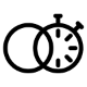 Icon of a stop watch with an overlapping circle